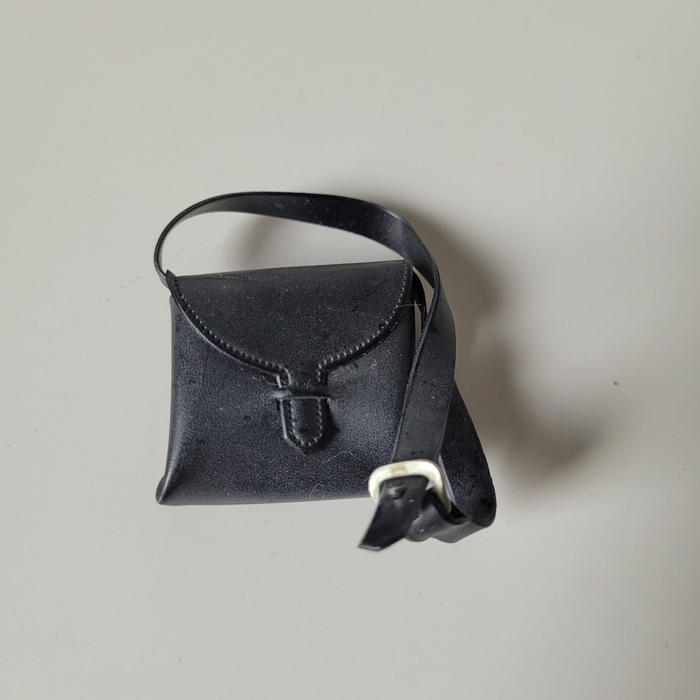 Vintage 1:6 Scale Black Vinyl Shoulder Bag Pouch | Fits 12" Action Figures...